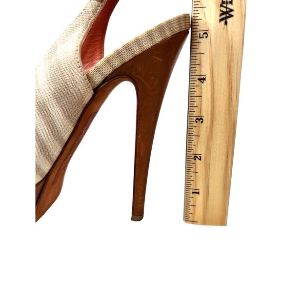 MISSONI Signature Leather Slingback 5" Platform Heel in Beige & Cream Size 7 - Picture 15 of 16